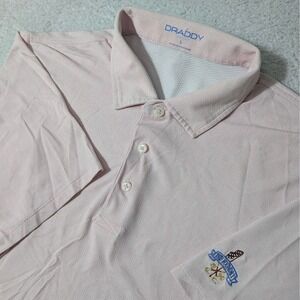 B. Draddy Polo Mens L Pink Stretch S/S Nylon Performance Golf Foundry GC